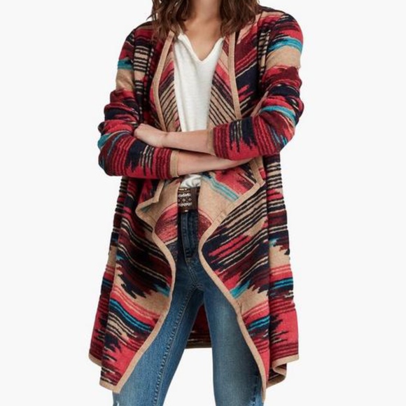 Lucky Brand Aztec Drape Front Sweater 